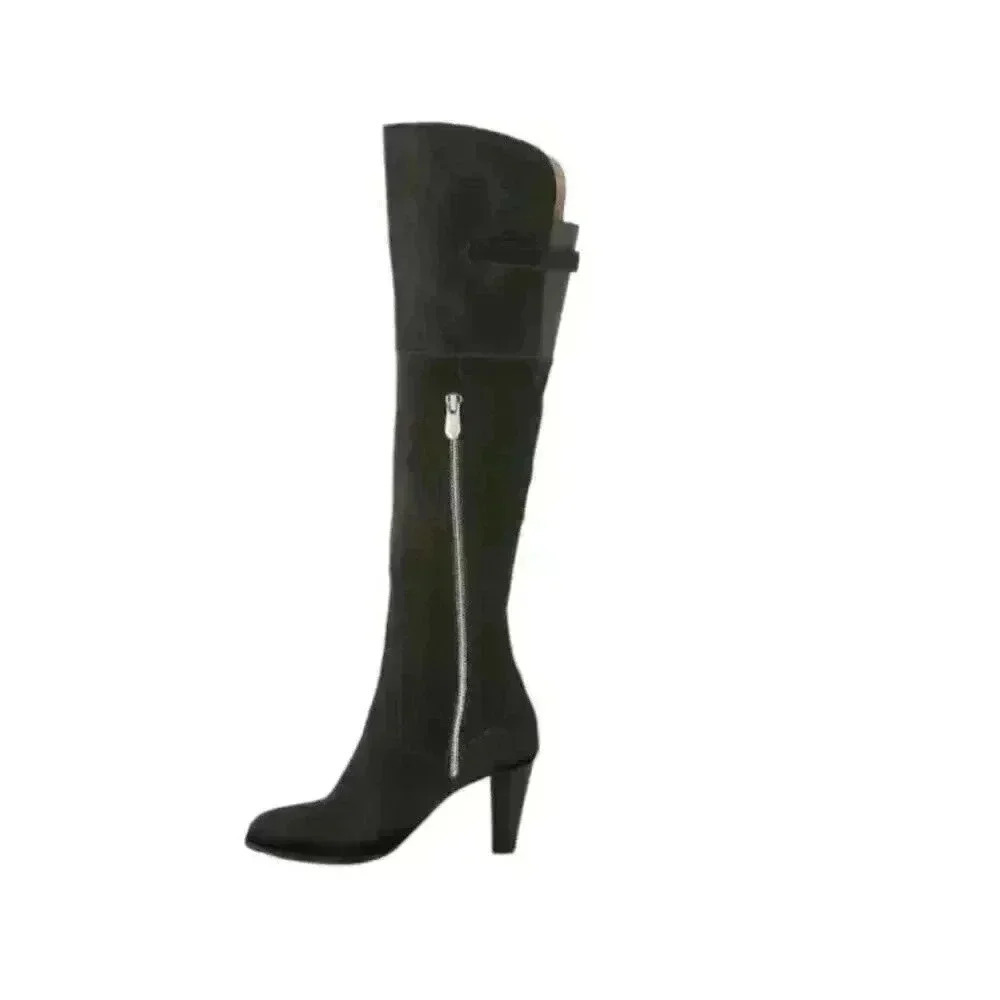 Adrienne Vittadini Black TARIK OVER THE KNEE Suede BOOT Women's Sz 8